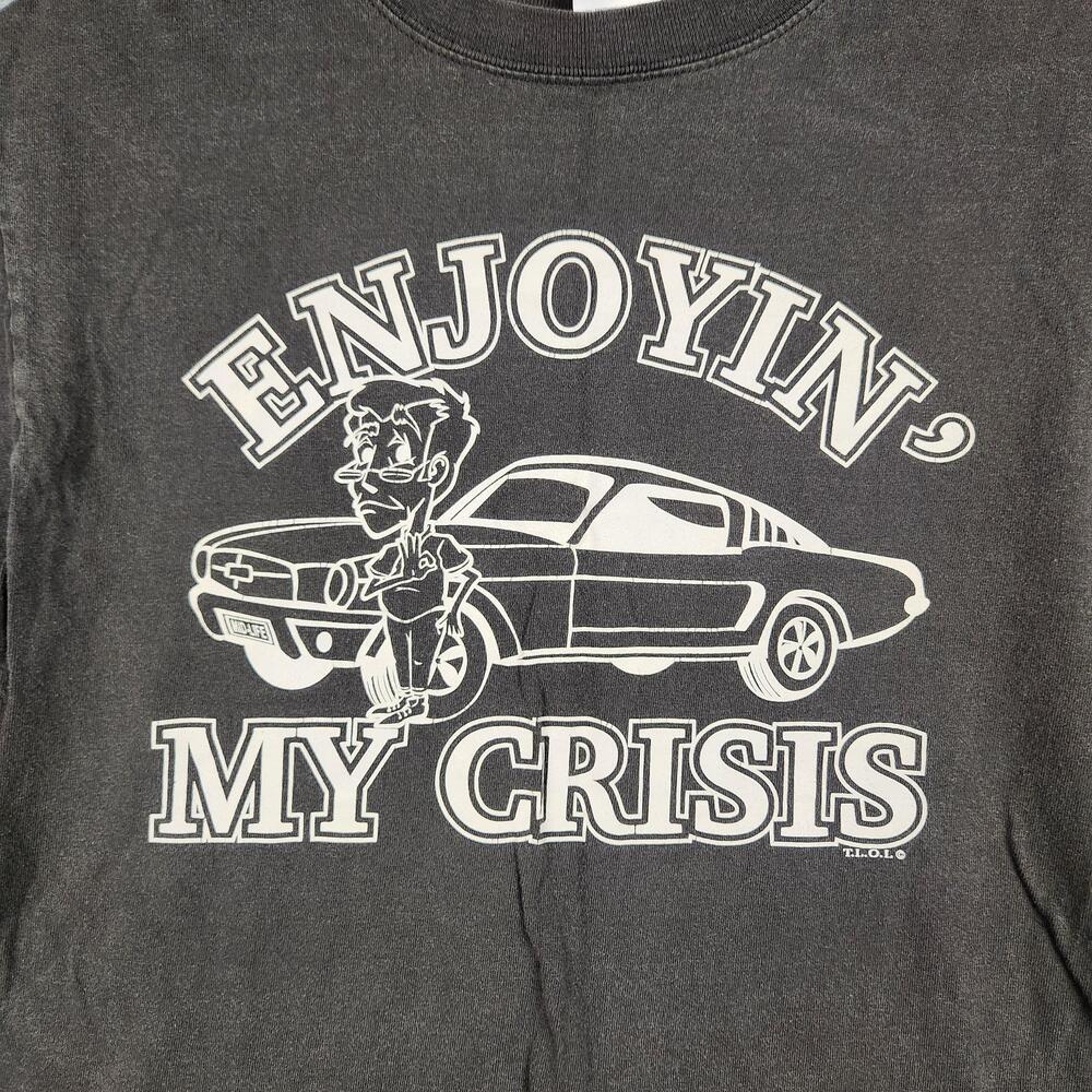 Vintage Midlife Crisis Shirt Mens Medium Black Car Graphic Funny Retro Novelty